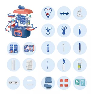 Foto 3 | Juguetes De Doctor Medicina Rol Para Niños Con Caja 33 Pcs, Blanco/azul