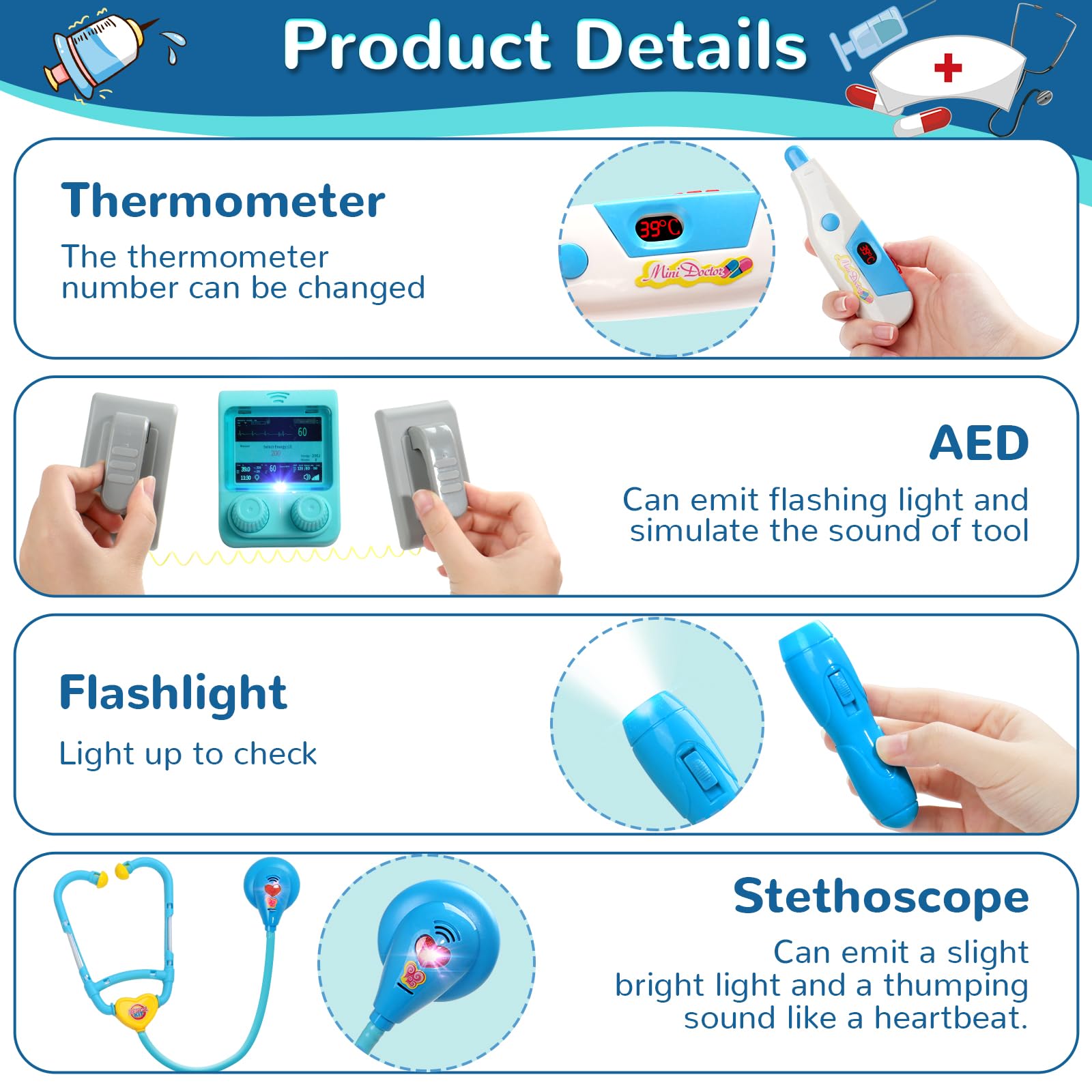 Foto 4 pulgar | Kit Médico Fajiabao Para Niños De 3 A 5 Años, Juego De Simulación Con 28 Piezas - Venta Internacional.