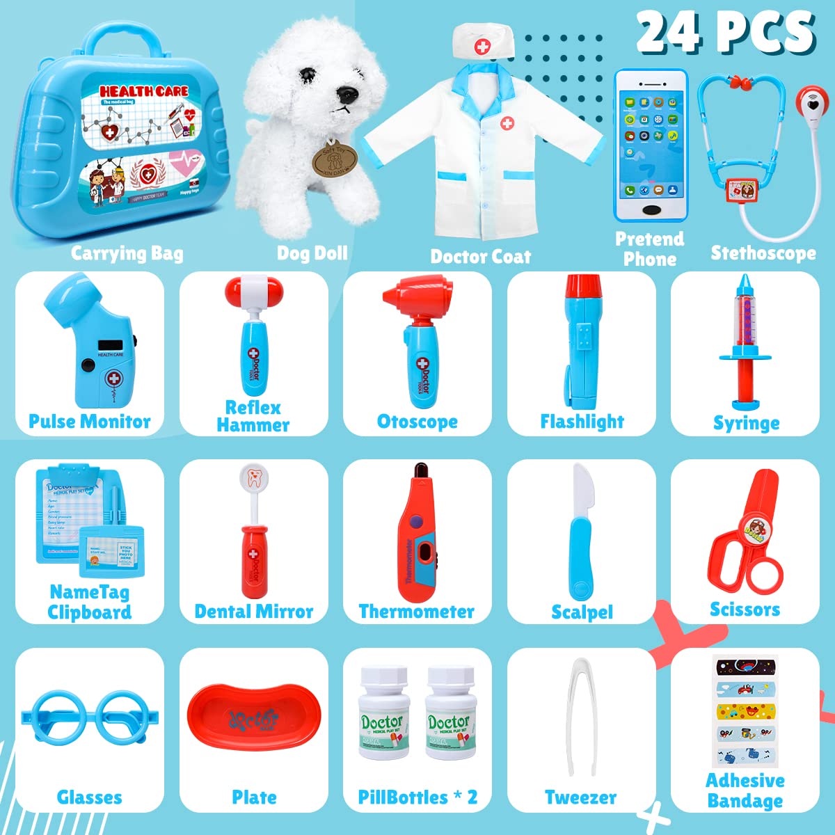 Foto 3 pulgar | Kit Meland Pretend Play De Toy Doctor Con Funda De Transporte Para Niños - Venta Internacional.