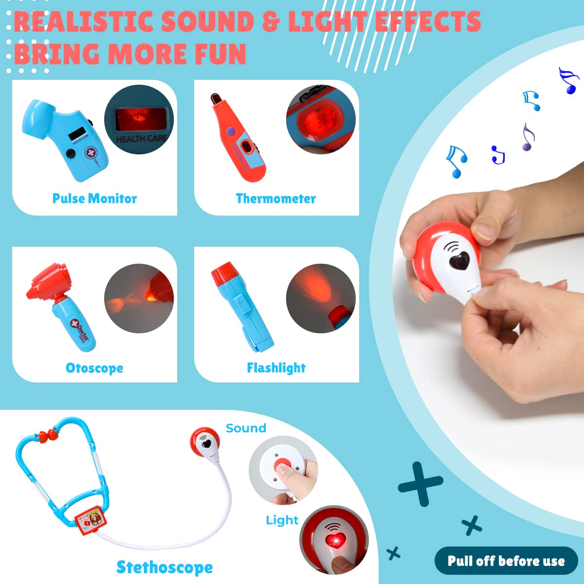 Foto 4 pulgar | Kit Meland Pretend Play De Toy Doctor Con Funda De Transporte Para Niños - Venta Internacional.