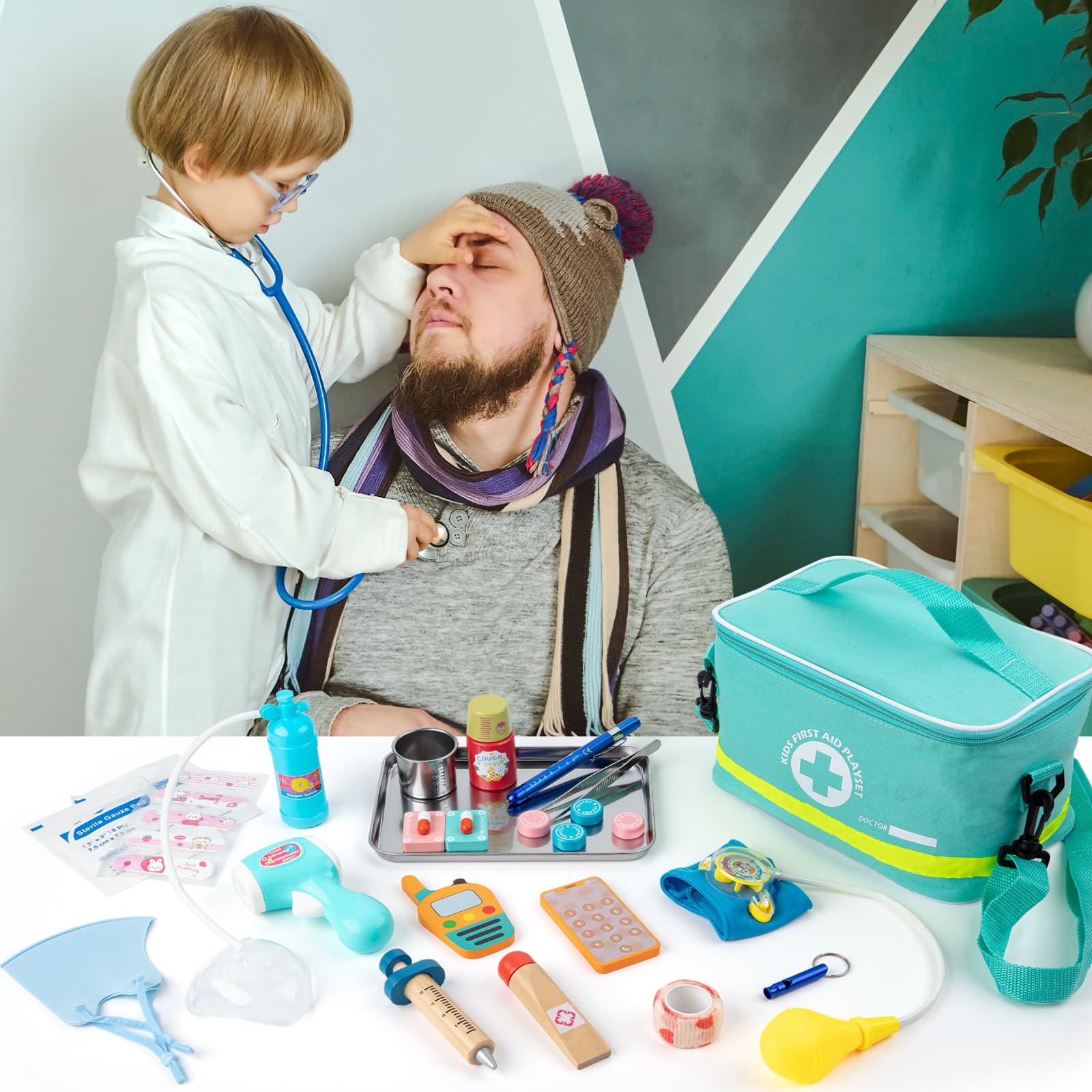 Foto 6 pulgar | Kit Médico Sundaymot Para Niños Con Bolsa Médica, 34 Unidades - Venta Internacional.