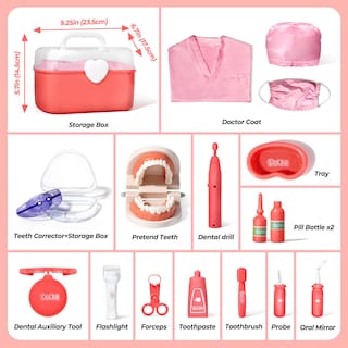 Foto 7 | Kit De Dentista Uloveme Para Niños Con Dientes Simulados Y Disfraz - Venta Internacional.