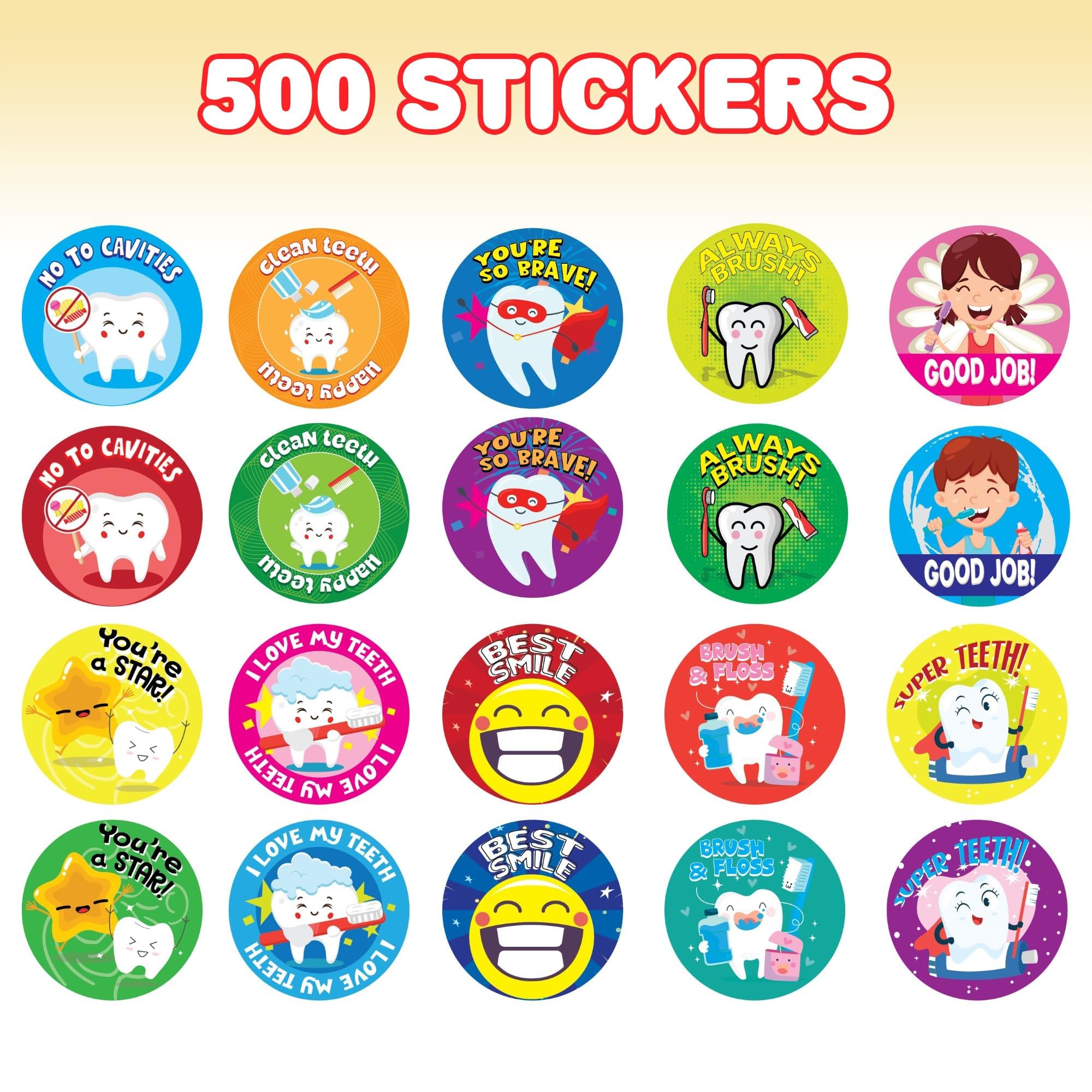 Foto 3 | Rollos De Pegatinas Dentales Artcreativity, Surtido De 500 Pegatinas - Venta Internacional.