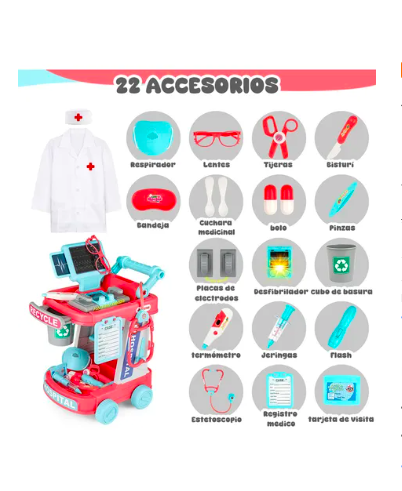 Foto 3 pulgar | Juego De Juguetes Xtellar Médicos Rol Para Niños Con Ropa Y Bateria