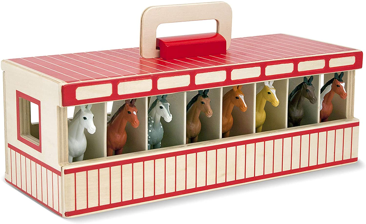 Venta Internacional-  Melissa & Doug Juego De Establo Para Exhibir Caballos, Portátil, Juego De Imitación, Juguete