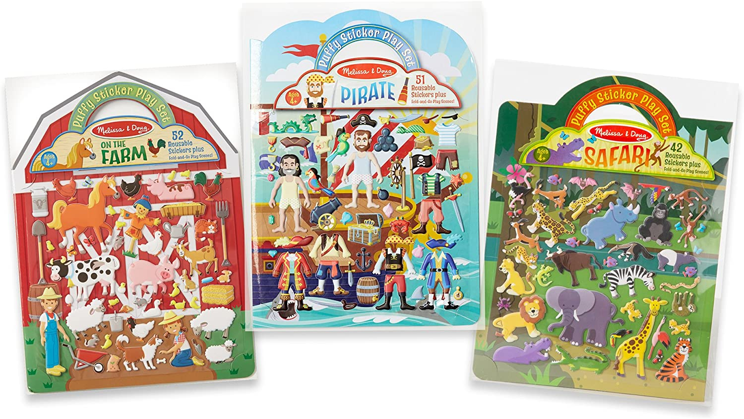 Venta Internacional-  Melissa & Doug Pirate, Safari & Farm Puffy Sticker Bundle