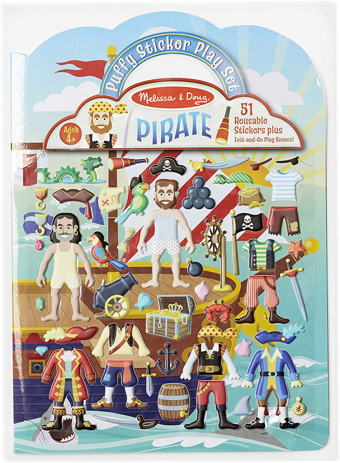 Foto 2 pulgar | Venta Internacional-  Melissa & Doug Puffy Sticker Activity Book: Pirates - 51 Reusable Stickers