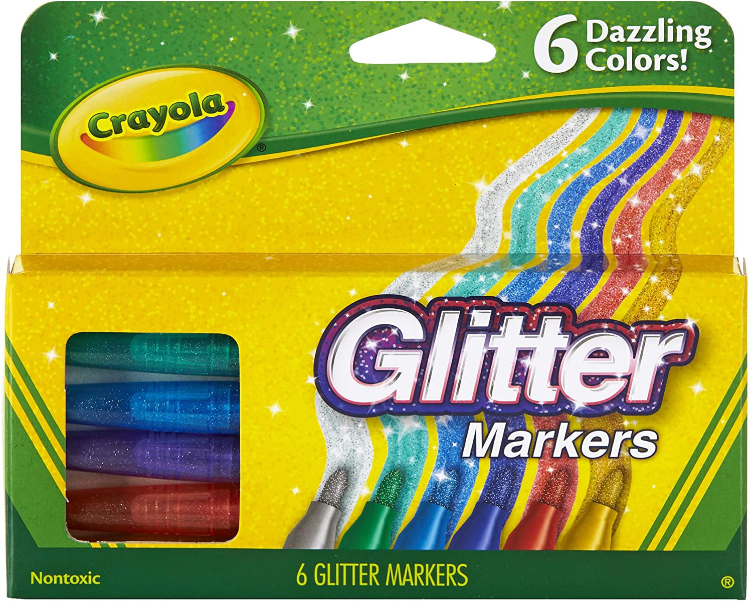 Venta Internacional-  Marcadores Crayola Glitter, Colores Surtidos, Regalo, 6 Condes (58-8629)