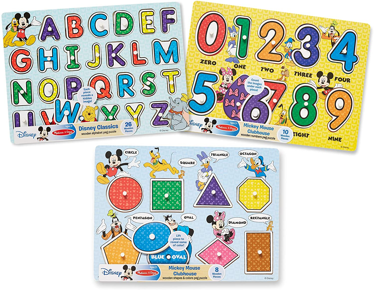 Venta Internacional-  Melissa & Doug Disney Alphabet/numbers/shapes/colors Peg Puzzle (8 Piece)