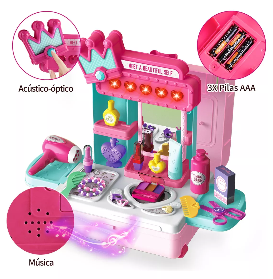 Foto 4 pulgar | Tocador Para Niñas Belleza 4 En 1