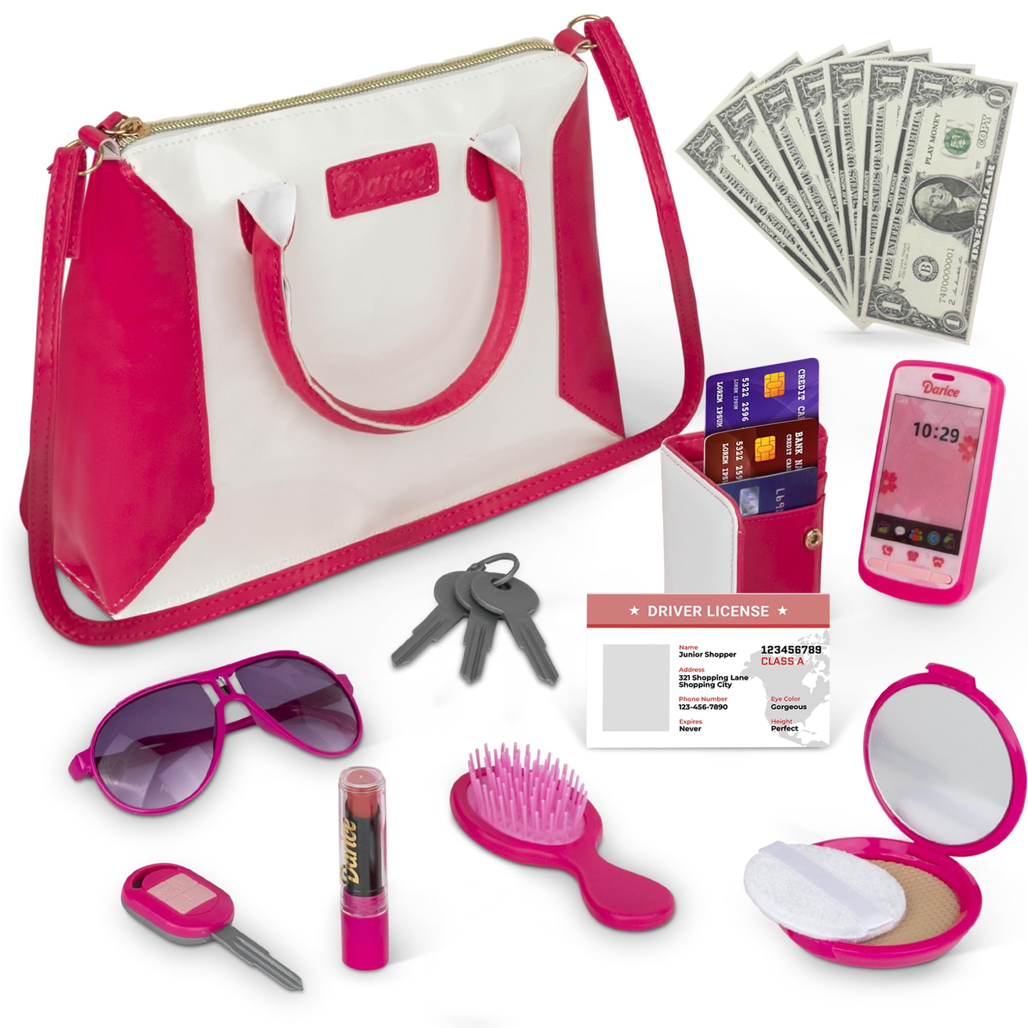 Monedero Pretend Play Purse Darice  con Accesorios para Niñas - Venta Internacional
