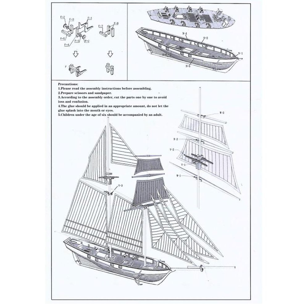 Foto 3 | Kit De Construcción De Maquetas De Barco De Madera Para Montaje De Maquetas De Barcos Harve - Venta Internacional.