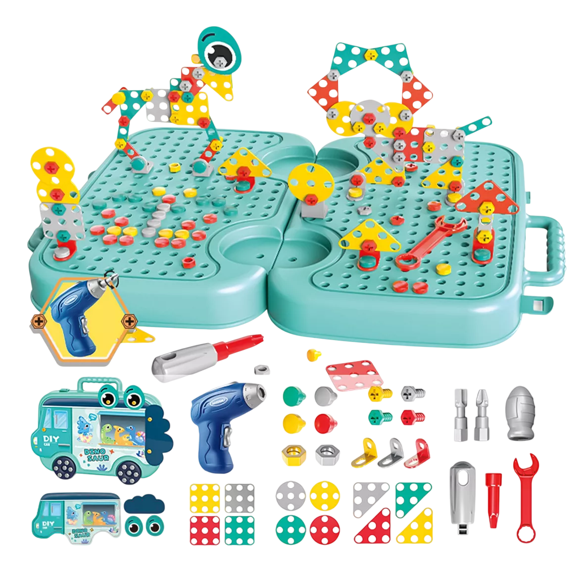 Foto 2 pulgar | Caja De Herramientas De Juguete Para Niños 225 Pcs Educativos Verde