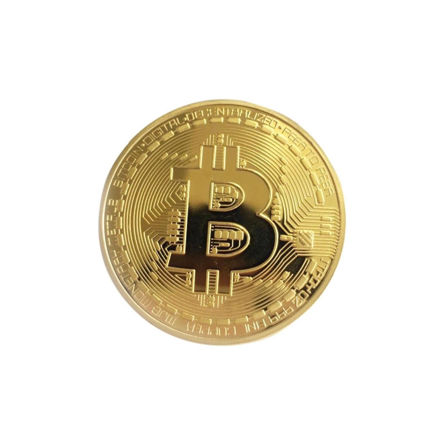 Moneda Bitcoin Ximxi color Dorado Física de Metal Conmemorativa Premium Trader