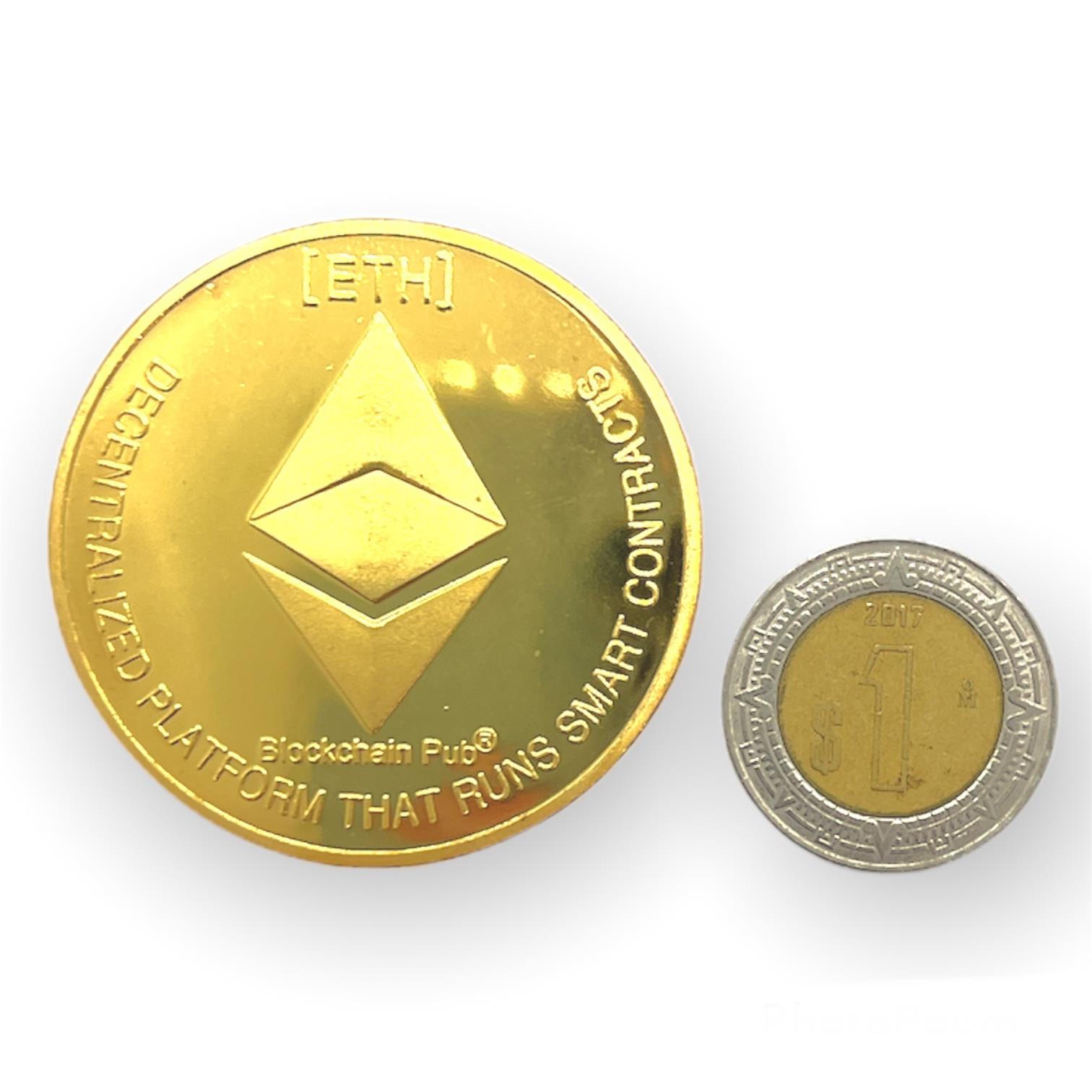 Foto 3 pulgar | Moneda Ethereum Física de Metal Conmemorativa Premium Trader Dorado