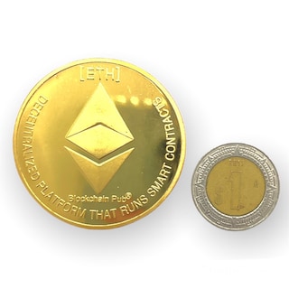 Foto 2 | Moneda Ethereum Física de Metal Conmemorativa Premium Trader Dorado