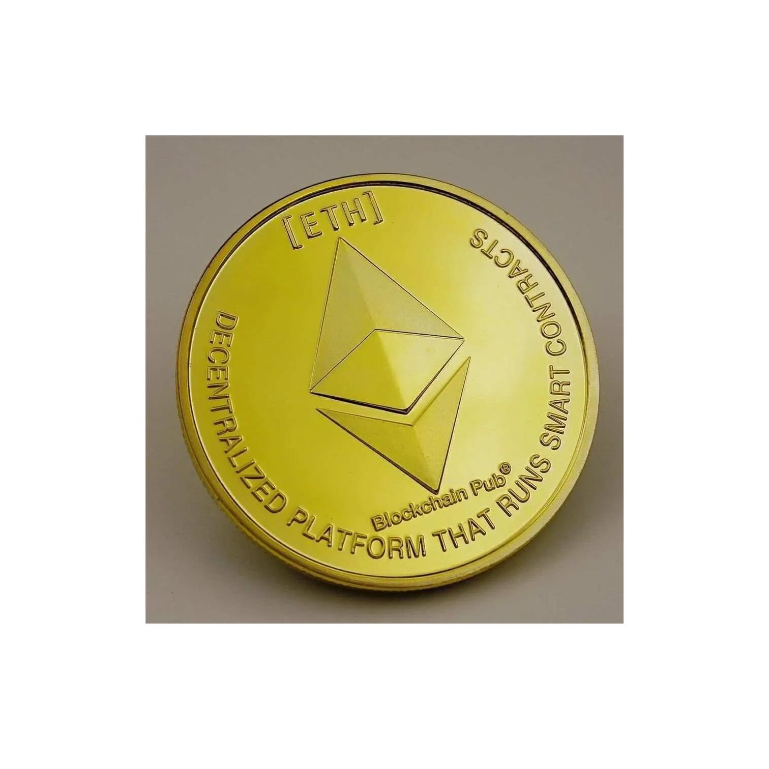 Foto 3 | Moneda Ethereum Física de Metal Conmemorativa Premium Trader Dorado