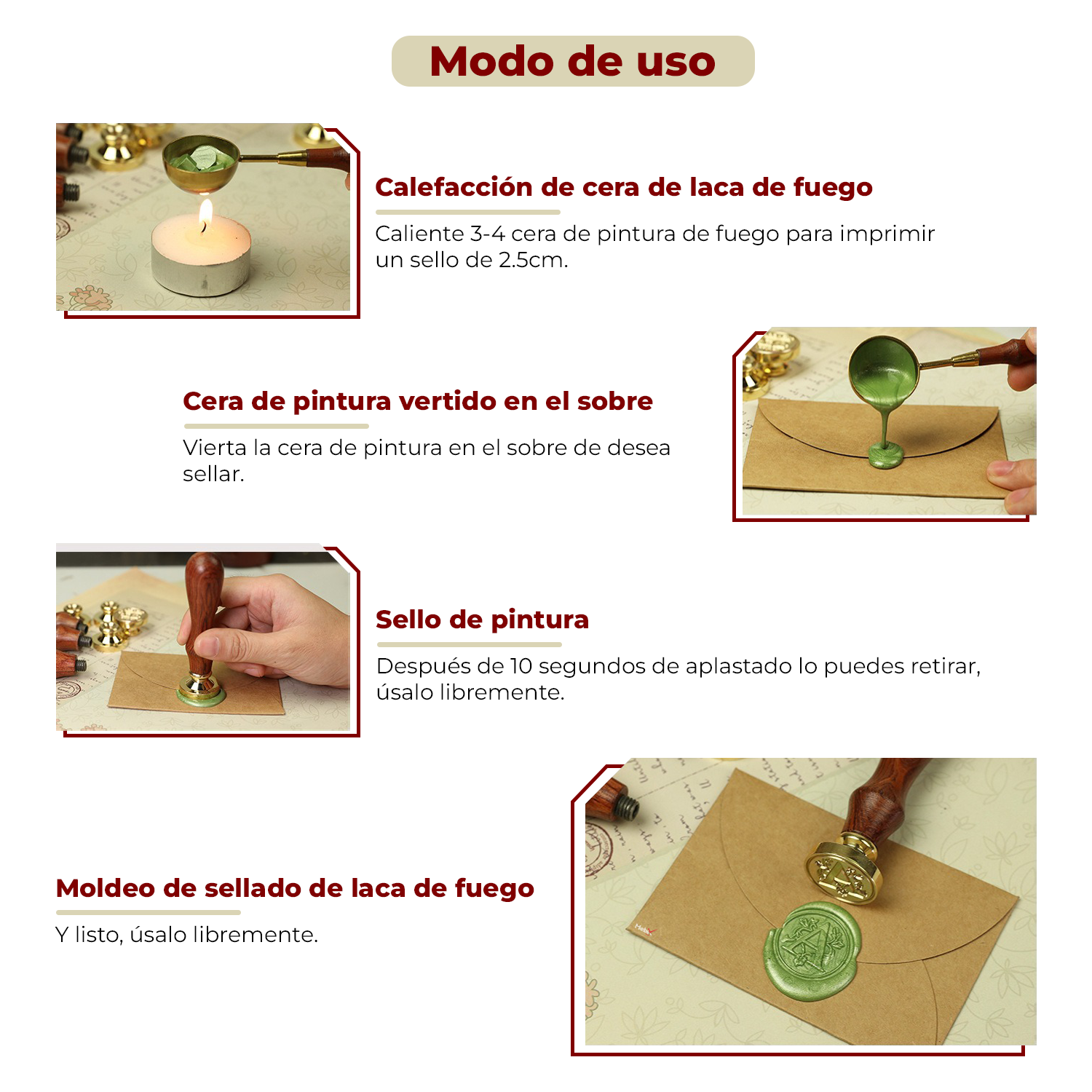 Foto 6 pulgar | Kit De Sobres, Sello Y Bolígrafos Para Invitaciones Boda