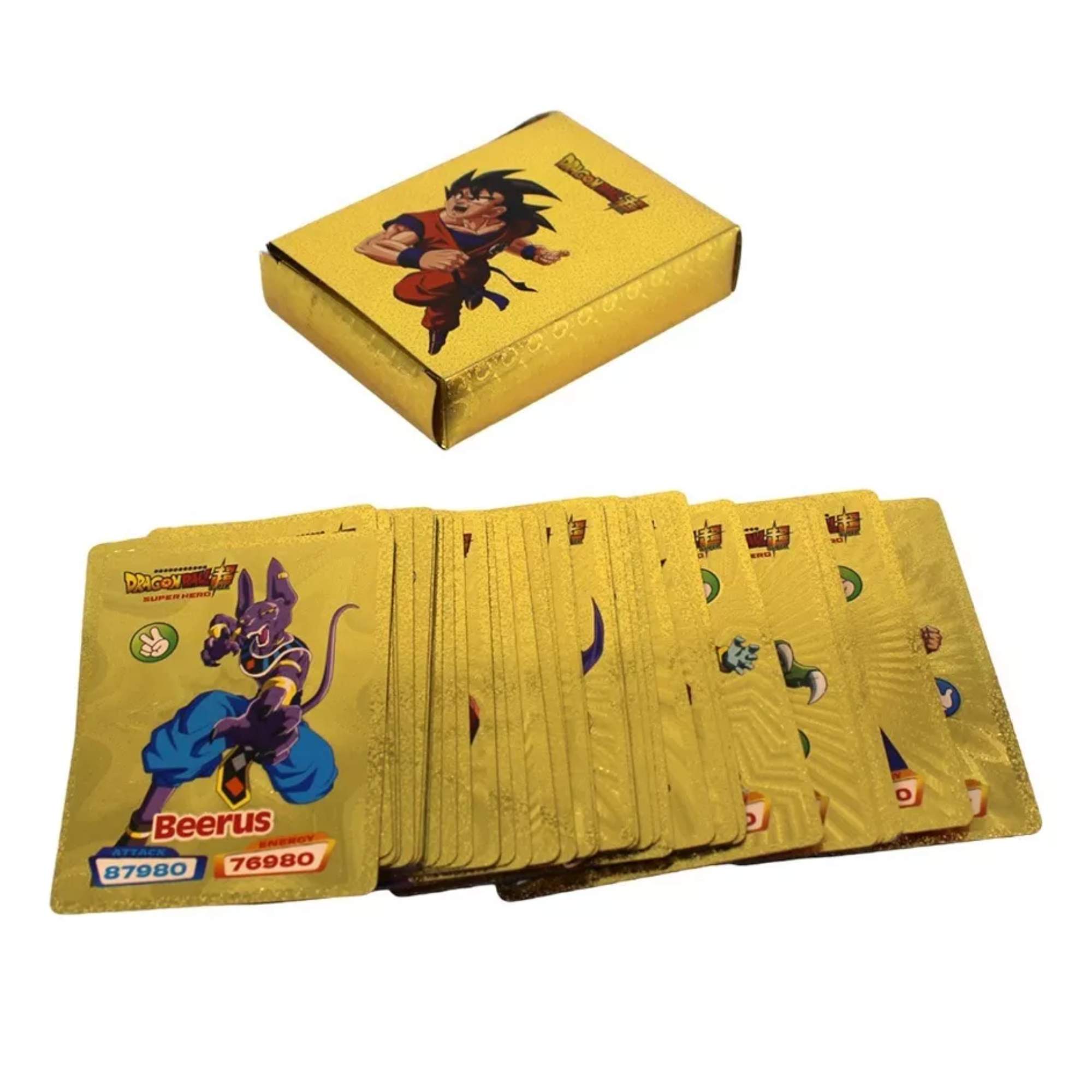 Foto 2 pulgar | Juego De Cartas Tarjetas Dragon Ball Doradas Colección 55pz