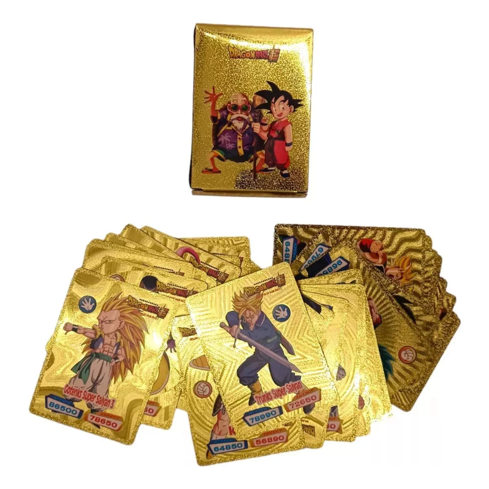 Foto 3 pulgar | Juego De Cartas Tarjetas Dragon Ball Doradas Colección 55pz