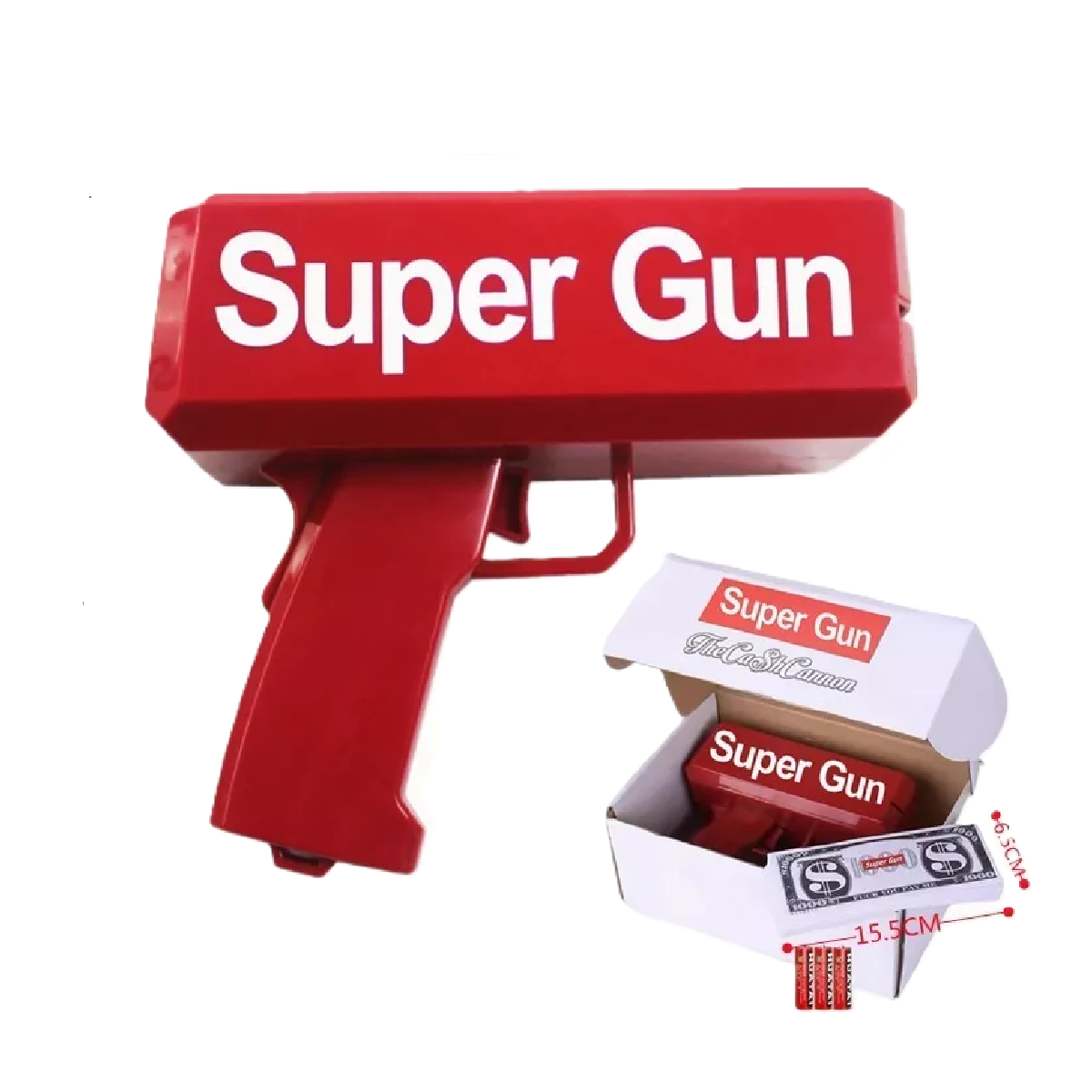 Pistola Lanza Billetes Cash Money Super Gun Juguete Boda