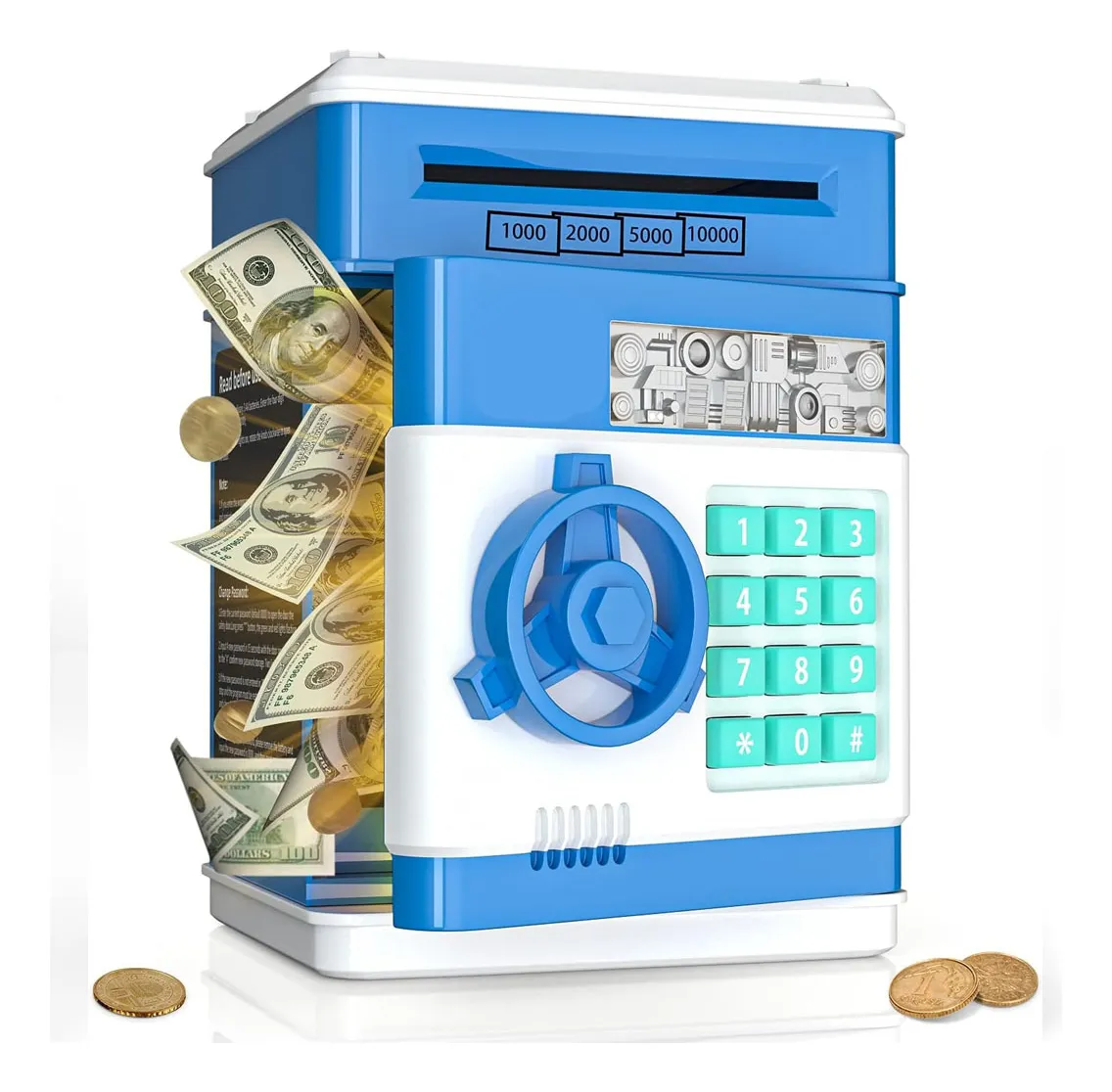 Foto 1 | Alcancía Electrónica Infantil Con Contraseña, Monedas Y Billetes Para Niños Color Azul