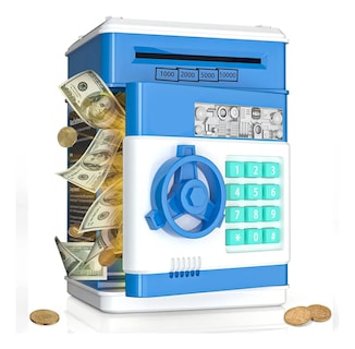 Foto 1 | Alcancía Electrónica Infantil Con Contraseña, Monedas Y Billetes Para Niños Color Azul