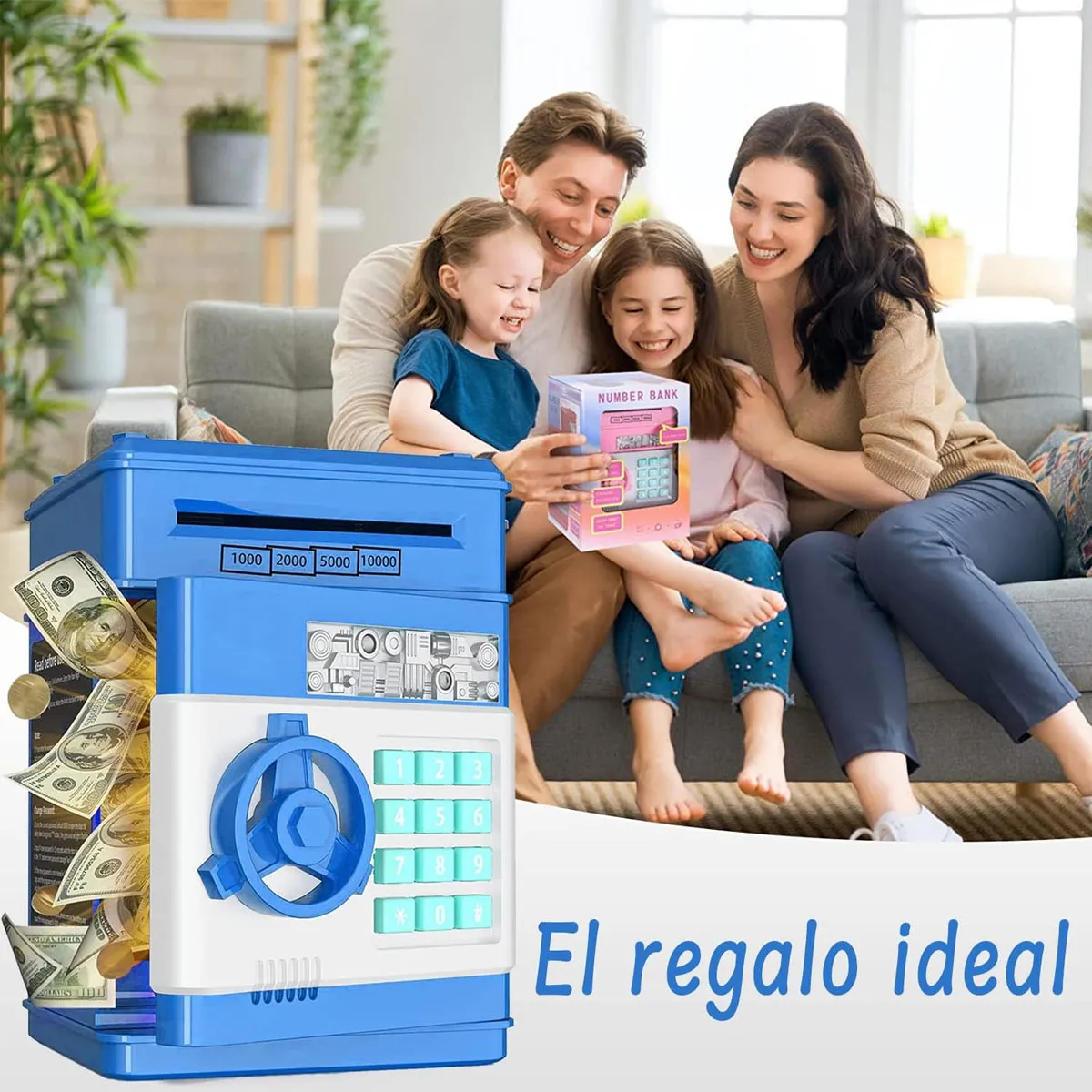 Foto 7 pulgar | Alcancía Electrónica Infantil Con Contraseña, Monedas Y Billetes Para Niños Color Azul