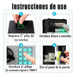Foto 6 | Alcancía Electrónica Infantil Con Contraseña, Monedas Y Billetes Para Niños Color Negro
