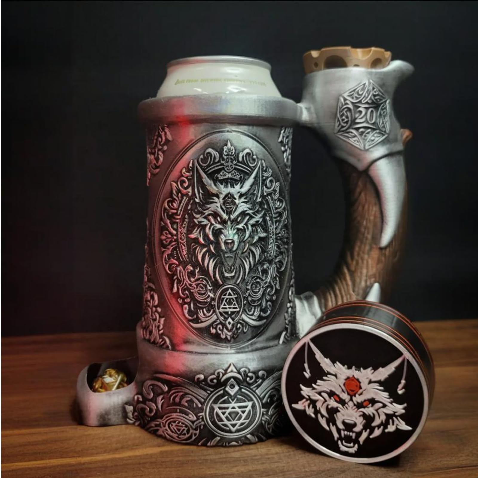 Set De Tazas Dice Tower Con Diseño De Mordedura De Lobo, 350 Ml, Accesorio Dnd - Venta Internacional.