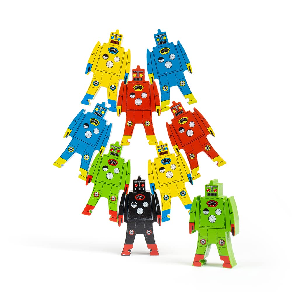 Robots Apilables Schylling De Madera, 9 Unidades, Niños A Partir De 3 Años - Venta Internacional.