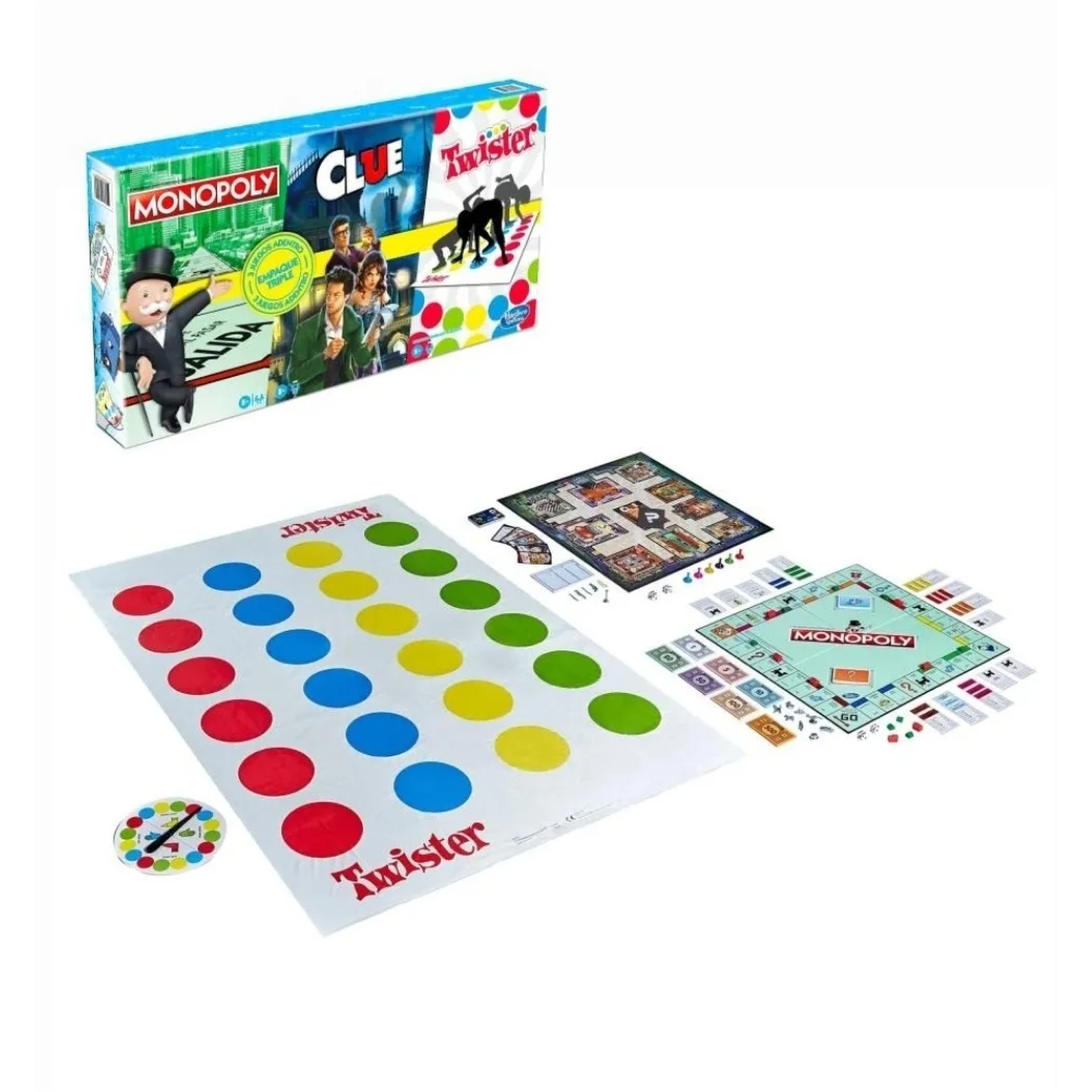 Foto 3 pulgar | Juegos de Mesa Hasbro E9495 Triple Pack Monopoly Clue y Twister