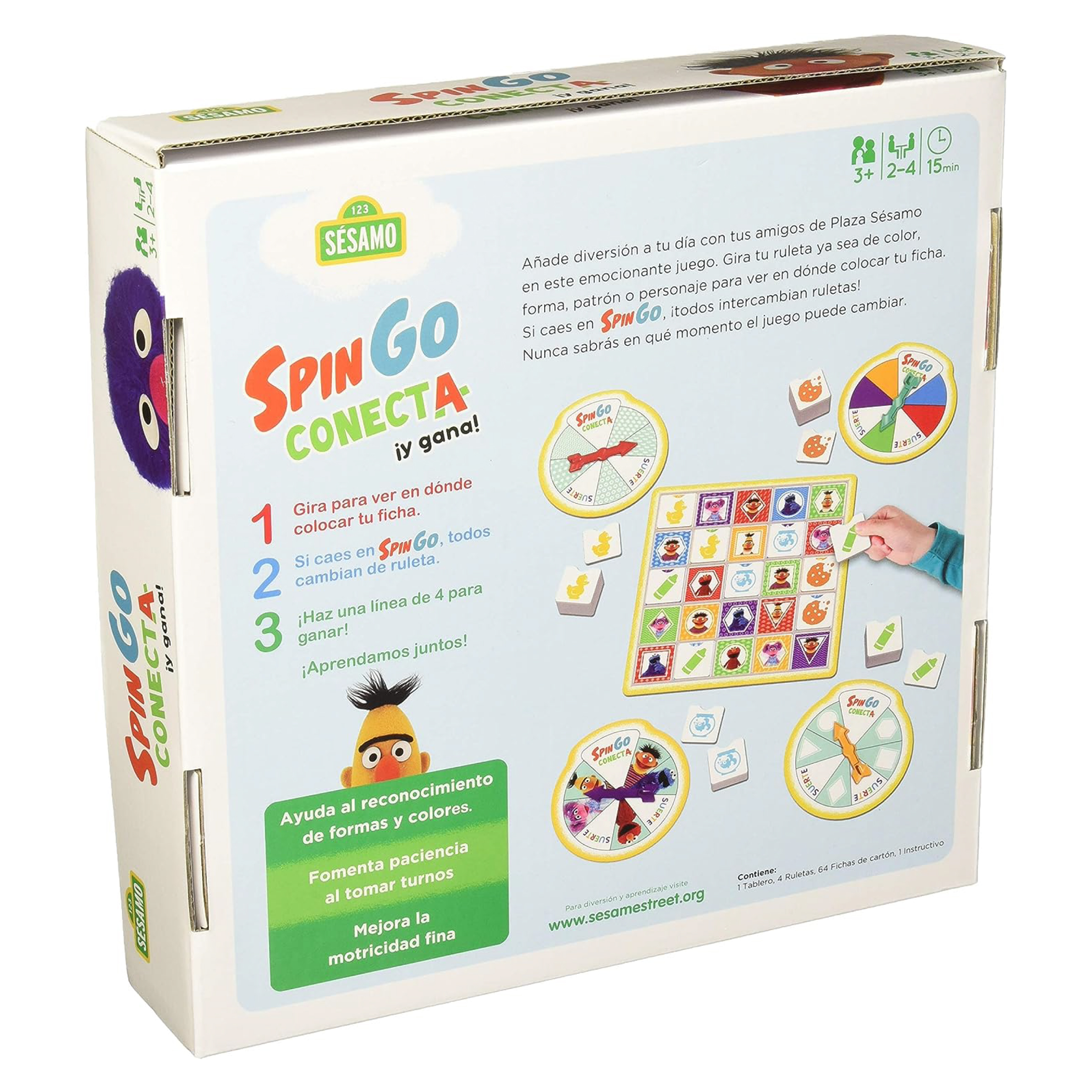 Foto 3 | Juego De Mesa Spin Go Conecta Y Gana, Plaza Sésamo