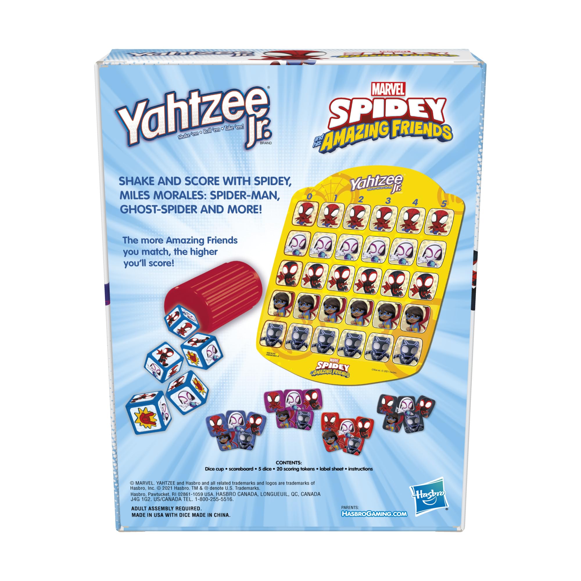 Foto 3 pulgar | Venta Internacional - Juego De Mesa Hasbro Gaming Yahtzee Jr. Marvel Spidey Friends