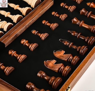 Foto 2 | Venta Internacional - Juego De Ajedrez Plegable De Madera De 39 Cm Con Piezas De Ajedrez