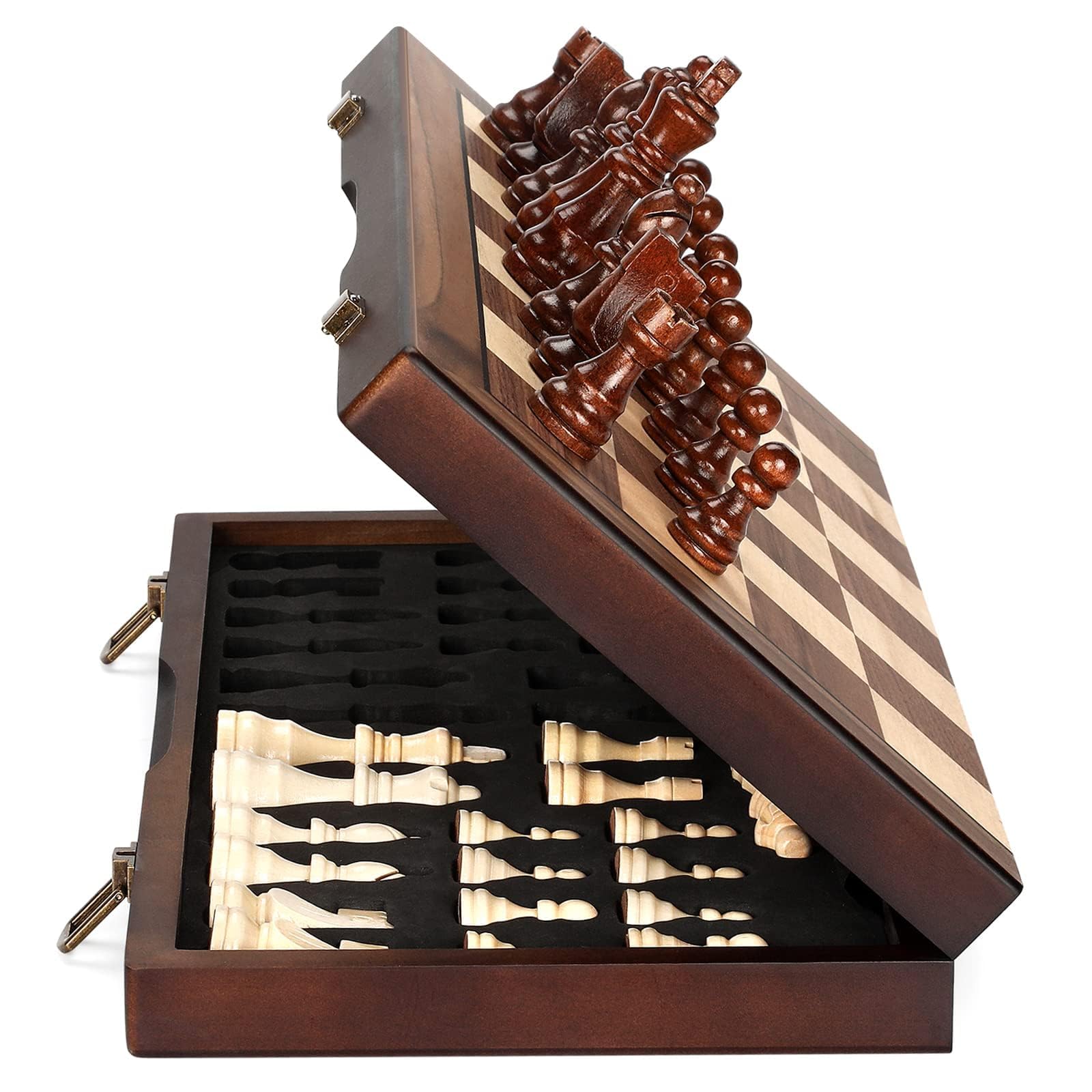 Foto 1 | Venta Internacional - Juego De Tablero De Ajedrez Hurdaos Magnético De Madera De 38 Cm Con Manual