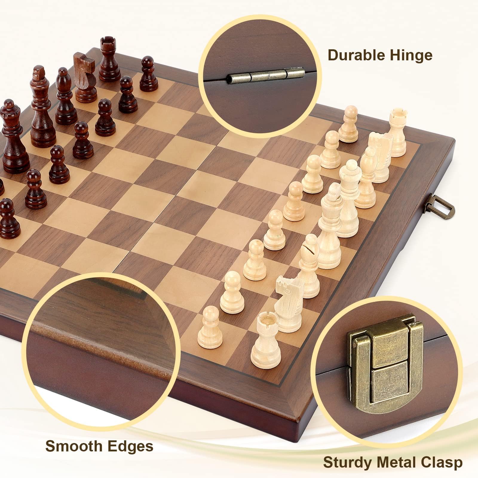 Foto 3 pulgar | Venta Internacional - Juego De Tablero De Ajedrez Hurdaos Magnético De Madera De 38 Cm Con Manual
