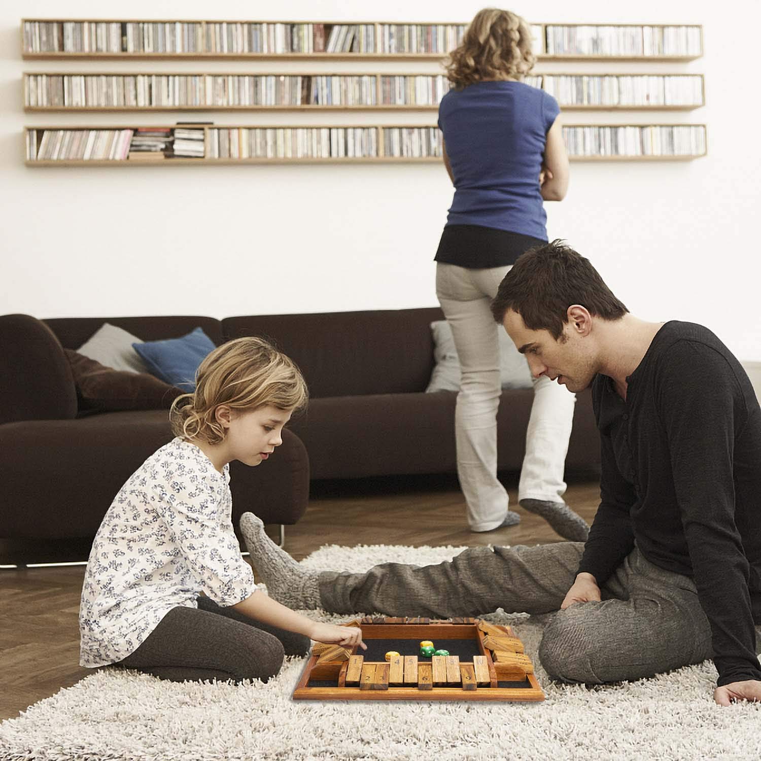 Foto 6 | Venta Internacional - Tabla De Madera Shut The Box Dice Game Amerous De 30 Cm Con 12 Dados