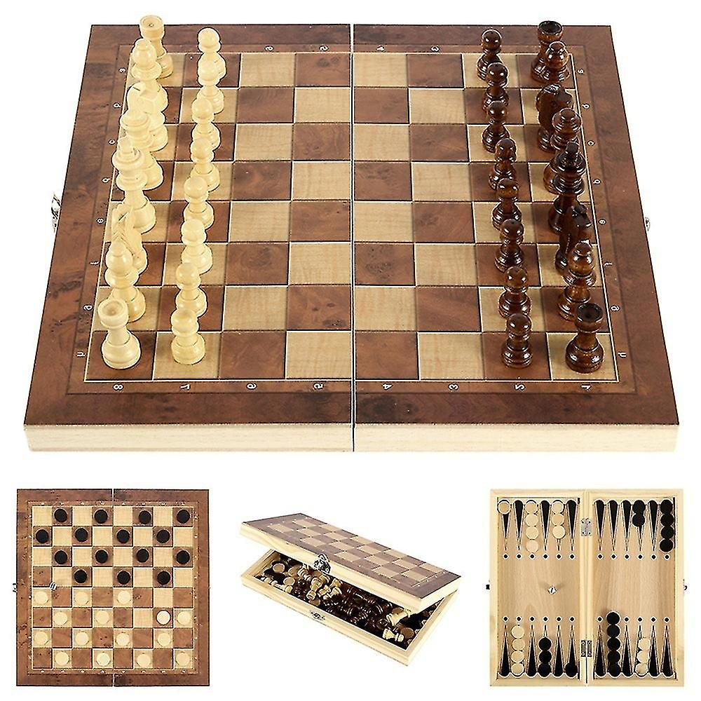 Foto 2 pulgar | Venta Internacional - Juego De Ajedrez Plegable De Madera Tradicional Para Adultos/niños
