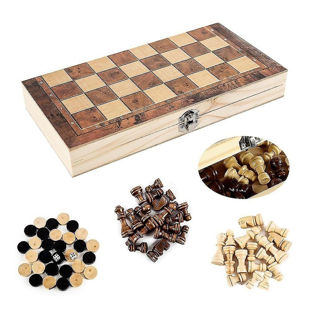Foto 4 pulgar | Venta Internacional - Juego De Ajedrez Plegable De Madera Tradicional Para Adultos/niños