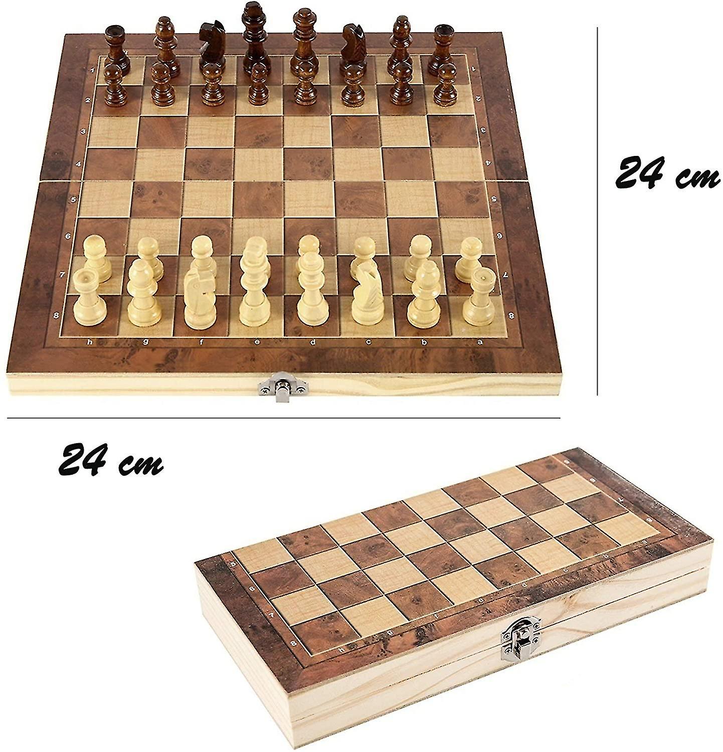 Foto 5 pulgar | Venta Internacional - Juego De Ajedrez Plegable De Madera Tradicional Para Adultos/niños