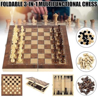 Foto 5 | Venta Internacional - Juego De Ajedrez Plegable De Madera Tradicional Para Adultos/niños