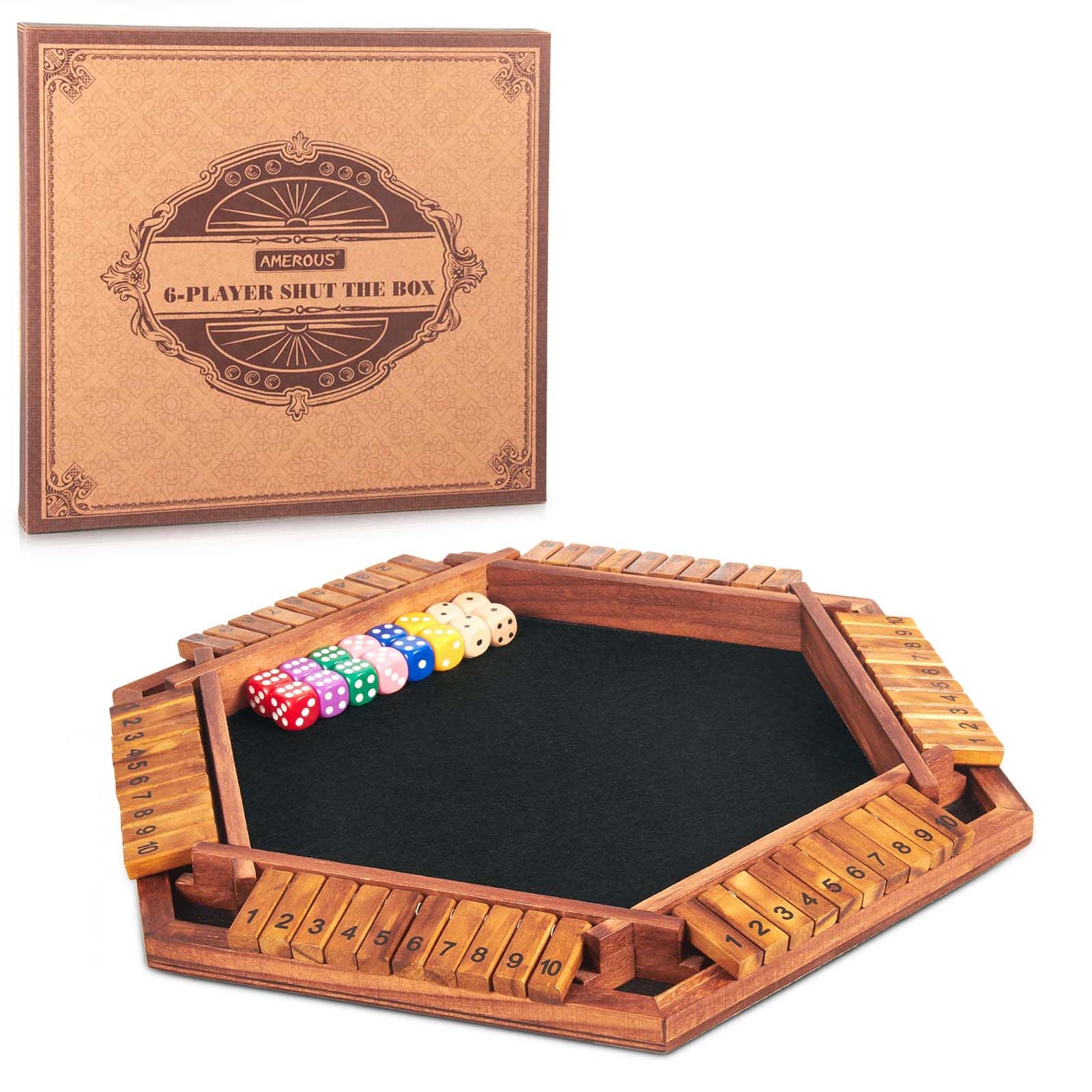 Venta Internacional - El Juego Shut The Box Amerous Mejoró De 1 A 6 Jugadores Con 16 Dados