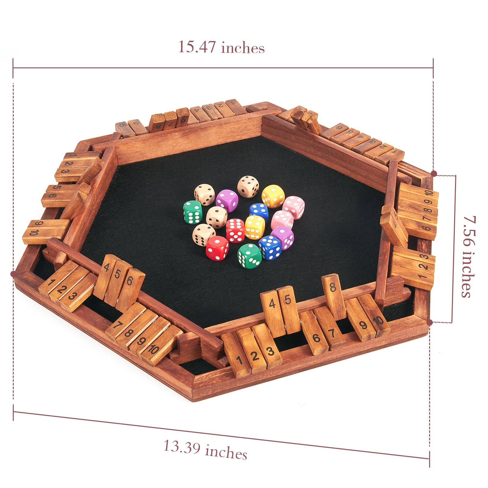 Foto 4 pulgar | Venta Internacional - El Juego Shut The Box Amerous Mejoró De 1 A 6 Jugadores Con 16 Dados