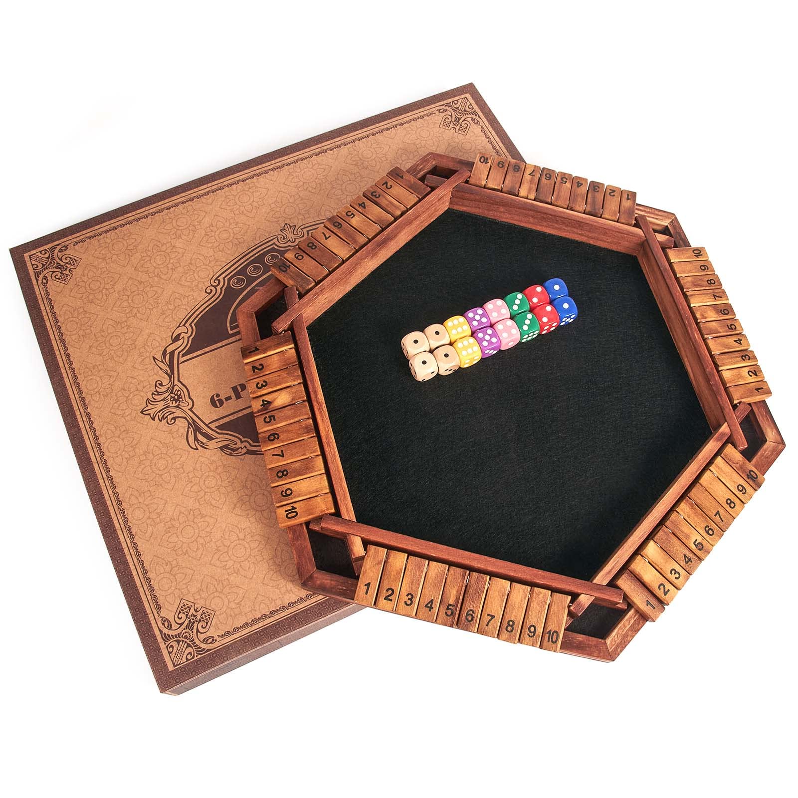 Foto 7 pulgar | Venta Internacional - El Juego Shut The Box Amerous Mejoró De 1 A 6 Jugadores Con 16 Dados