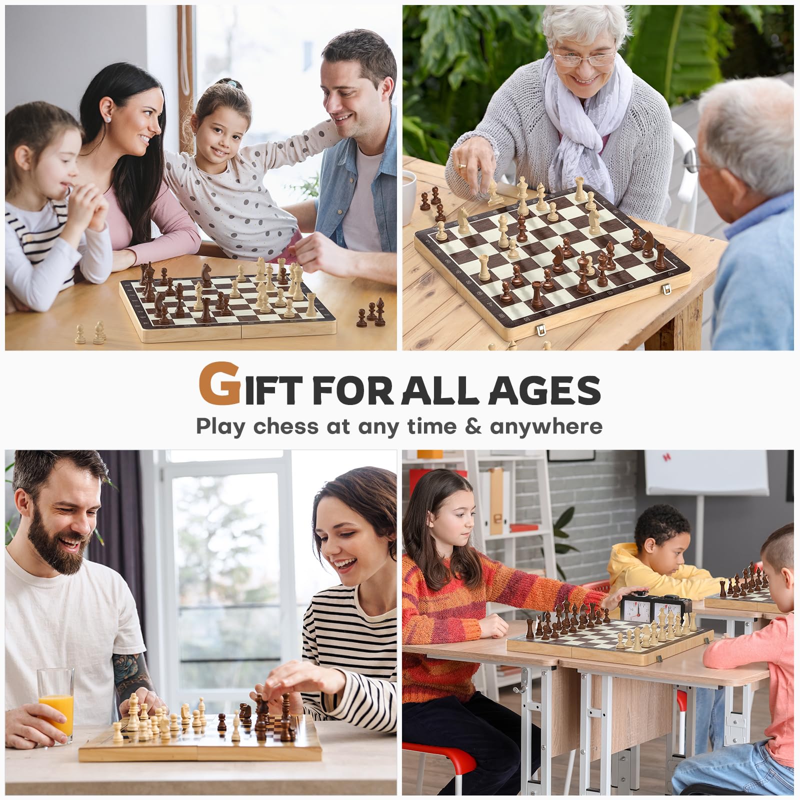 Foto 5 pulgar | Venta Internacional - Juego De Ajedrez Magnético Meuzhen 16 Con Damas Para Adultos Y Niños