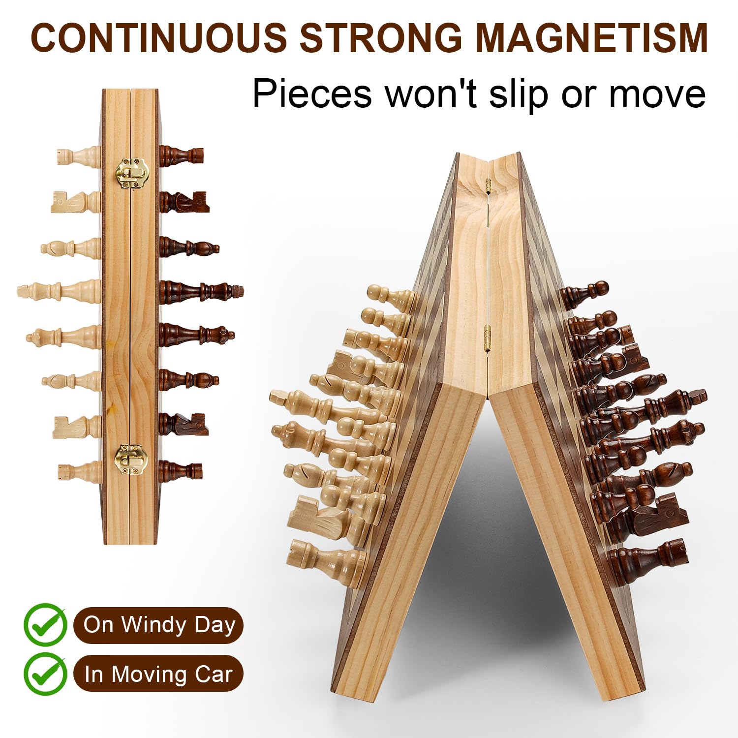 Foto 2 | Juego De Tablero De Ajedrez Vahome Magnetic De Madera Plegable De 15 Pulgadas - Venta Internacional.