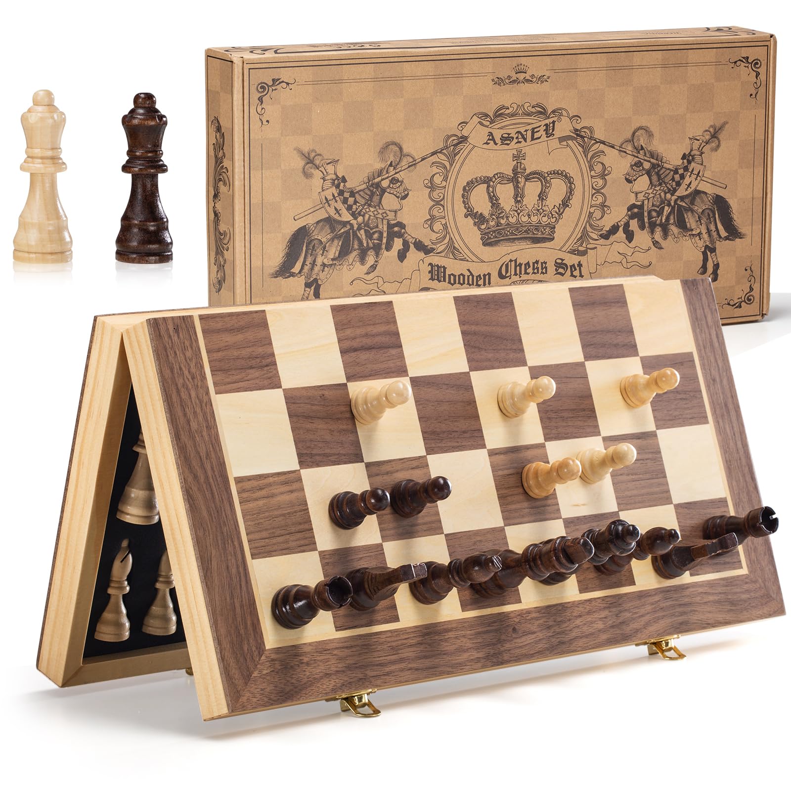 Foto 1 | Juego De Ajedrez Asney, Magnético Mejorado, De Madera, 15 Pulgadas, Con Almacenamiento - Venta Internacional.