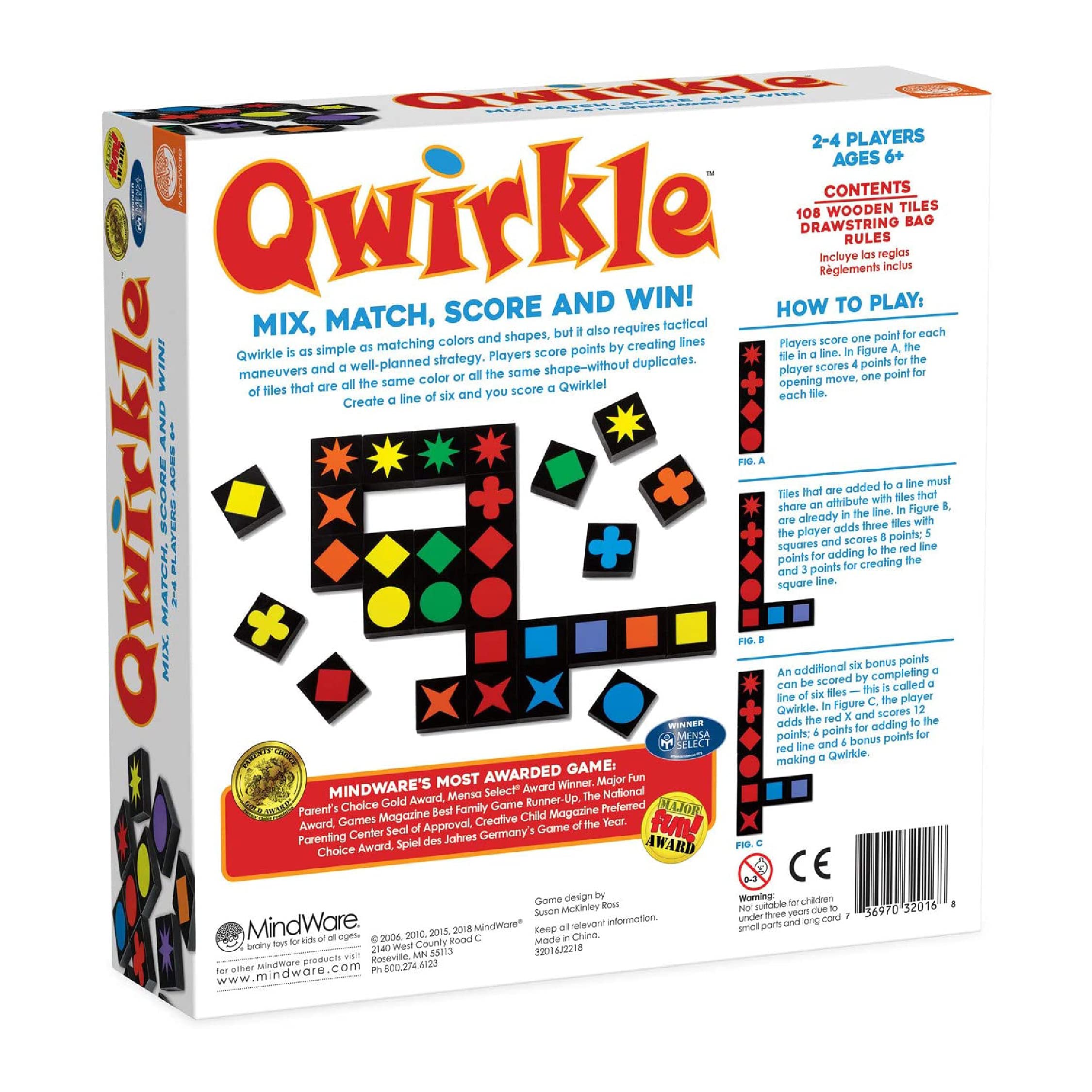 Foto 6 | Juego De Mesa Mindware Qwirkle Con 108 Fichas De Madera Y Libro De Reglas - Venta Internacional.