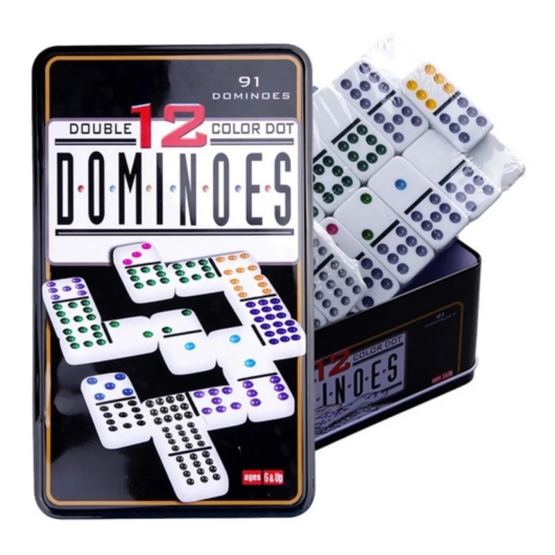 Foto 3 pulgar | Domino Game Domino Double 12 91 Piezas Con Caja De Almacenamiento De Metal - Venta Internacional.